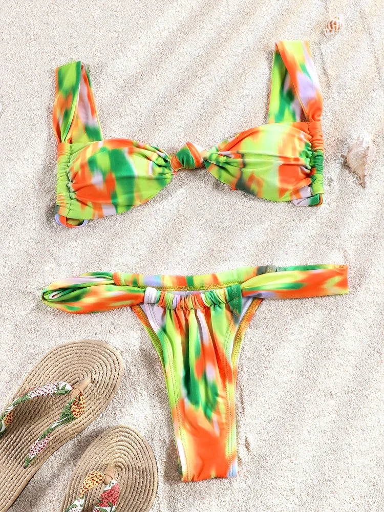 ZRTAK Two Piece Suit Bikinis 2024 Women Swimsuit Push Up Bathing Suit Sexy Bikinis Sets Swimwear Print Beachwear Solid Biquinis