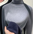 Turtleneck Winter Sweater Women Elegant Thicken Velvet Lined Warm Sueter Knitted Pullover Slim Tops Jersey Knitwear Jumper New