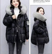 2024 Winter New Warm Down Cotton Jacket With Large Fur collar Hooded Coat Loose Women Thicken Parker Puffer Overcoat Casual wear