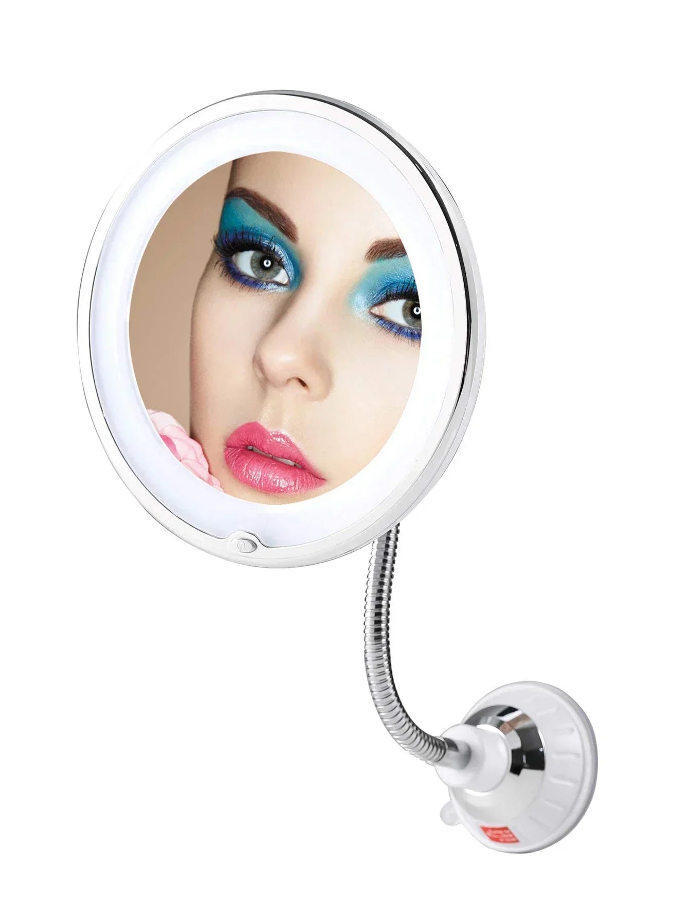  Flexible Makeup Mirror with LED Light 10X Magnifying Cosmetic Gooseneck with Suction Cup Diffused Light 360 Degree Swivel