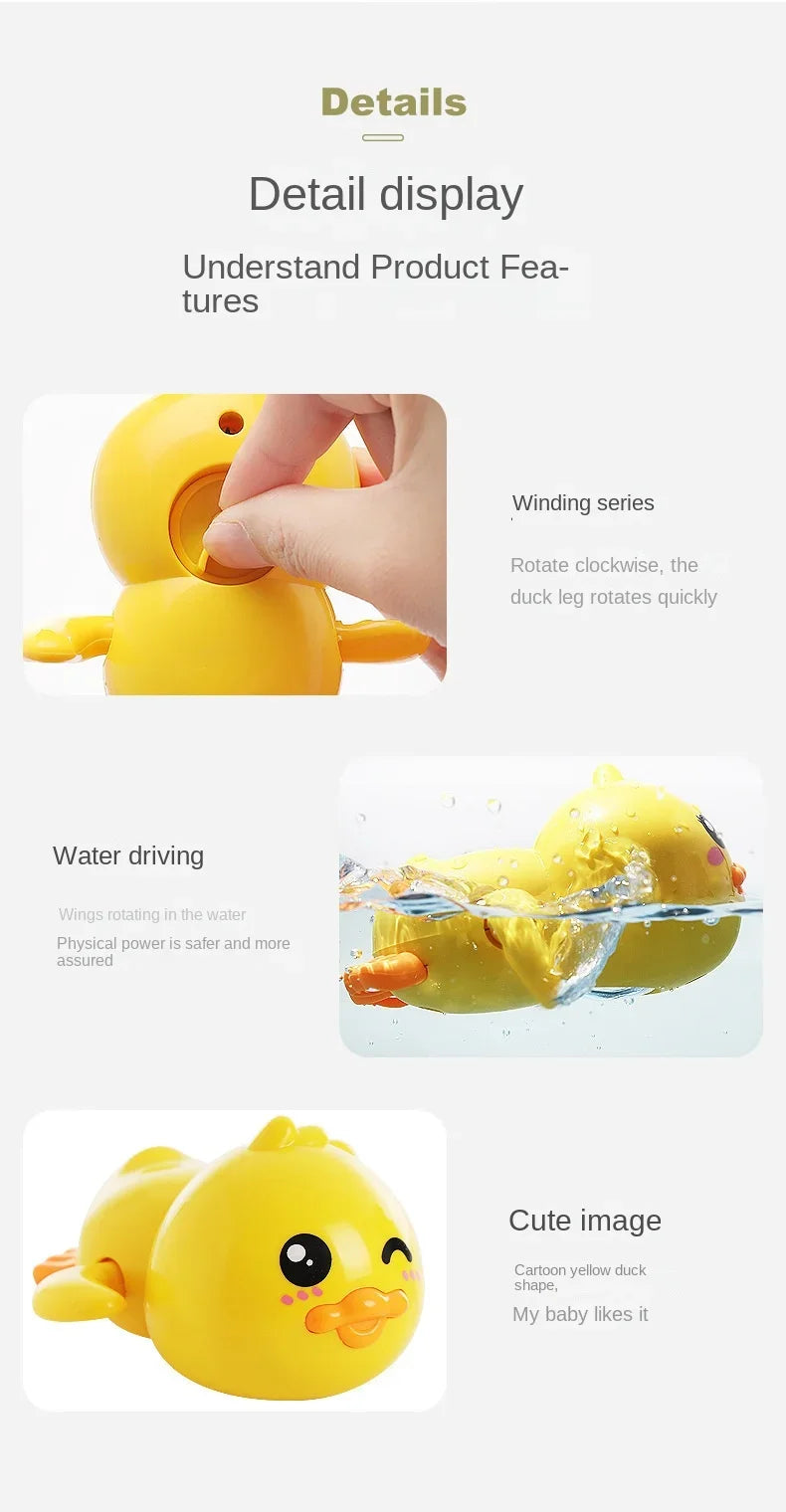 Bath Toys Cute Swimming Duck for Toddlers 1-3 Years Old Floating Wind Up for Boy Girl New Born Baby Bathtub Toddle Plastic Toys