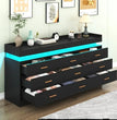 Modern Dresser 9 Drawer with LED Light,Wide Drawer Organizer Cabinet for Bedroom Living Room Chest  for Closet of Wood Drawers