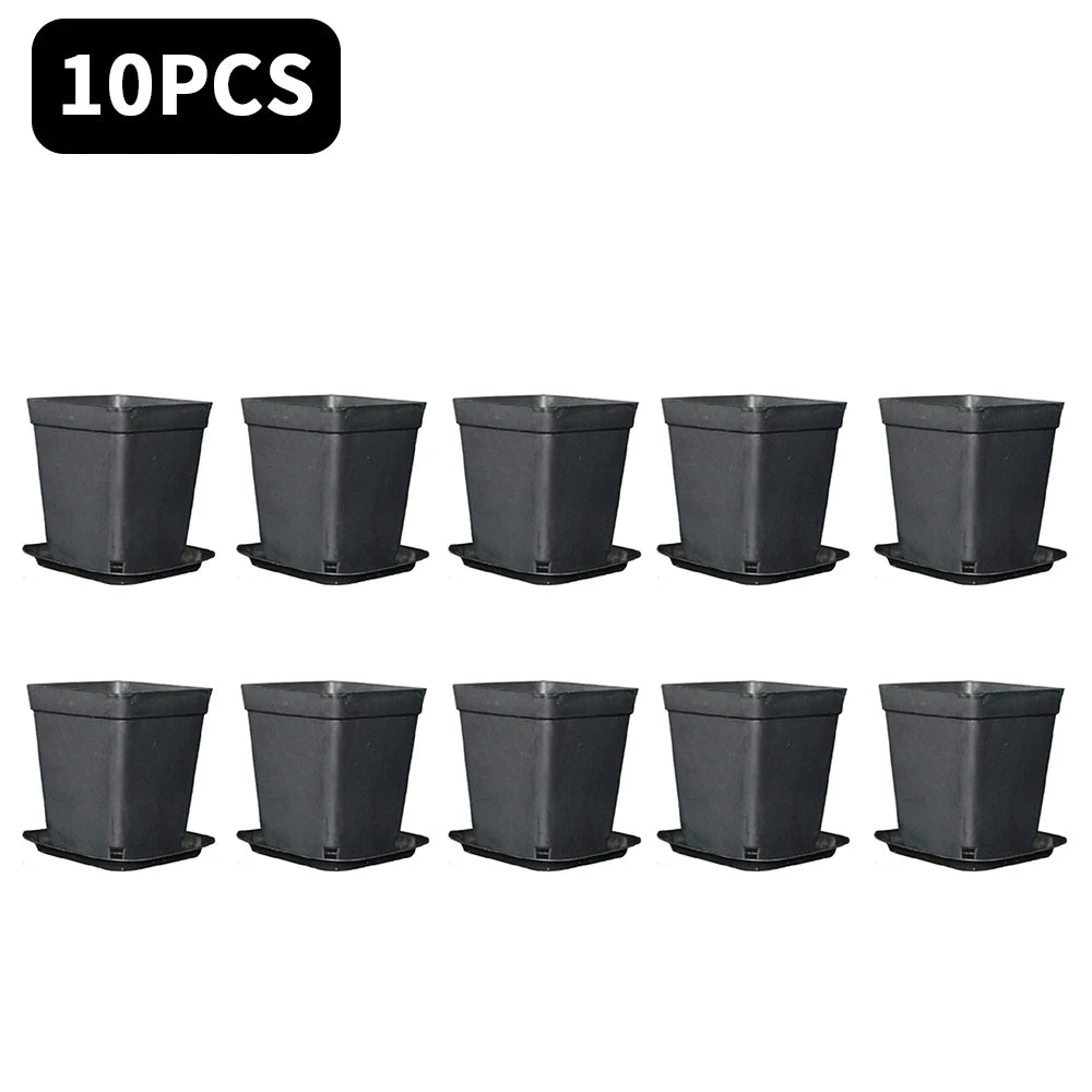 10PCS Gardening Mini Small Square Pot Flower Pot Succulent Pot Little Black Square Plastic Pot Seedling Tray Containe