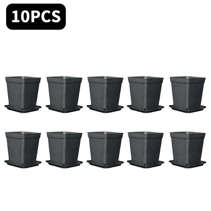 10PCS Gardening Mini Small Square Pot Flower Pot Succulent Pot Little Black Square Plastic Pot Seedling Tray Containe