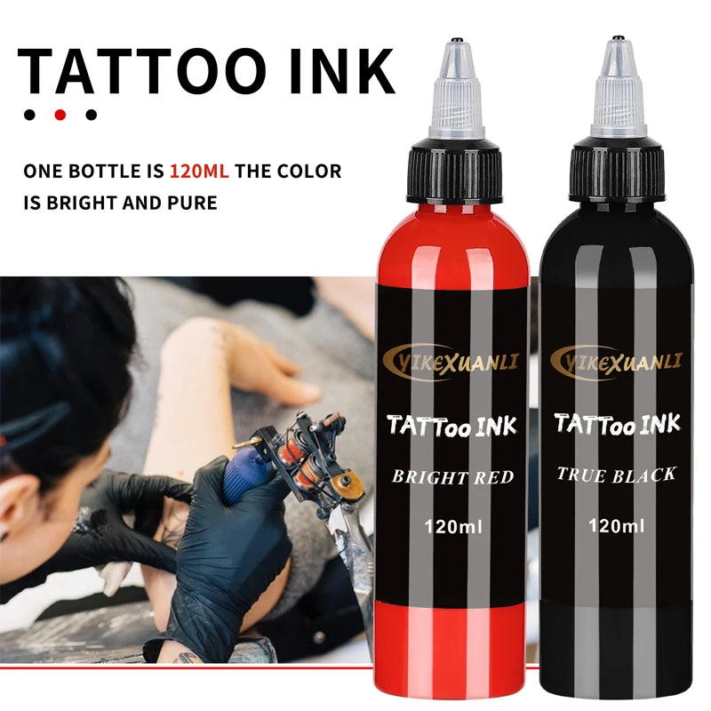 120ml red/black Tattoo Ink Pigment with box BodyArt Tattoo Kits Professional Beauty Paints Makeup Tattoo Supplies Semi-permanent