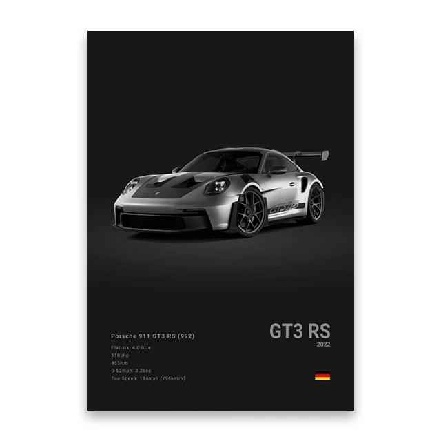 Famous Cars M5 918 GT3 Canvas Wall Art Print Poster G63 STO SLS Decorative Mural Modern Home Decor Birthday Gift Unframed