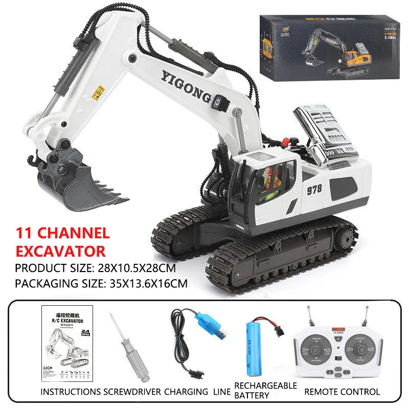 RC Excavator Dumper Car 2.4G Remote Control Engineering Vehicle Crawler Truck Bulldozer Toys for Boys Kids Christmas Gifts