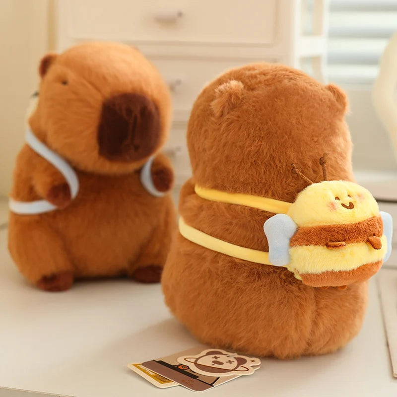 Lotus leaf Capybara Plush Toy  Oyster Bee Bckpack Capibara Cosplay Unicorn Dinosaur Boba Bread Ring Decor Stuffed Animals