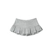 Mooyufon Fabric Y2K Mini Skirt Women Low Waist Wide Pleat Light Grey Sexy Vintage A-line Pleated Skirt Casual Skort Summer