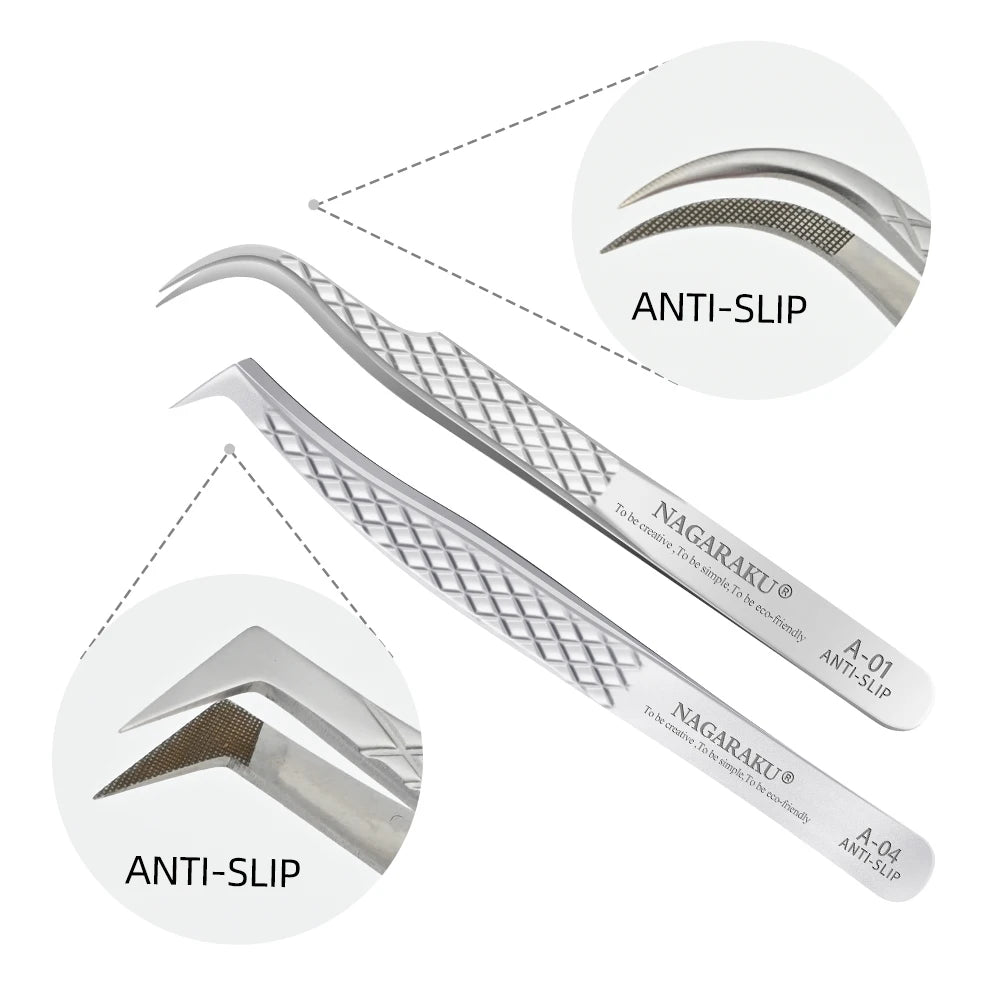 NAGARAKU Eyelash Extension Tweezers Makeup Stainless Steel Eyelash 3D accurate Clip