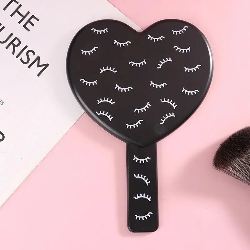 1 Pcs High Definition Handheld Heart-shaped Eyelash Mirror Eyelash Inspection Mirror Makeup Gadgets Vanity Mirror Girl Gifts