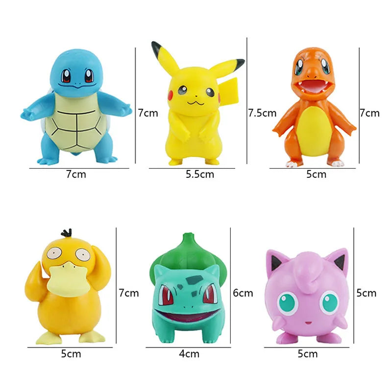 Pokemon Action Figures Anime Catoon PVC Model Toys Pikachu   Charmander Psyduck Bulbasaur Kawaii Collect Dolls Children Gifts