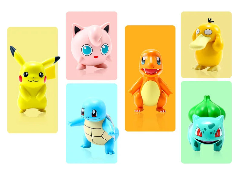 Pokemon Action Figures Anime Catoon PVC Model Toys Pikachu   Charmander Psyduck Bulbasaur Kawaii Collect Dolls Children Gifts