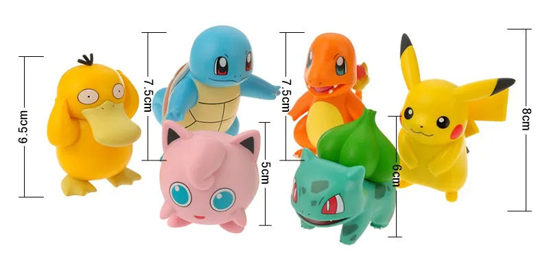 Pokemon Action Figures Anime Catoon PVC Model Toys Pikachu   Charmander Psyduck Bulbasaur Kawaii Collect Dolls Children Gifts