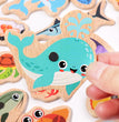 Montessori Wooden Fishing Toys For Children Magnetic Marine Life Cognition Fish Games Parent-Child Interactive Educational Toy